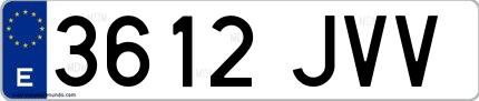 Ejemplo de matrícula española 3612 JVV