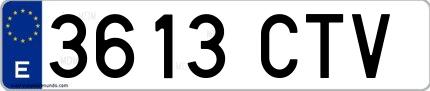 Ejemplo de matrícula española 3613 CTV