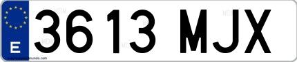 Ejemplo de matrícula española 3613 MJX