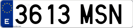 Ejemplo de matrícula de coche ordinaria 3613 MSN