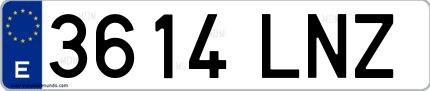 Ejemplo de matrícula española 3614 LNZ