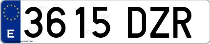 Ejemplo de matrícula española 3615 DZR