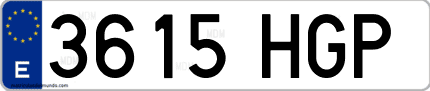Ejemplo de matrícula de coche ordinaria 3615 HGP