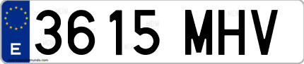 Ejemplo de matrícula de coche ordinaria 3615 MHV
