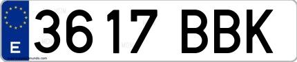 Ejemplo de matrícula española 3617 BBK