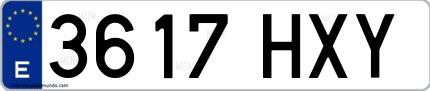 Ejemplo de matrícula española 3617 HXY