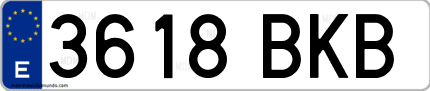 Ejemplo de matrícula de coche ordinaria 3618 BKB