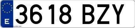 Ejemplo de matrícula española 3618 BZY