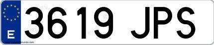 Ejemplo de matrícula española 3619 JPS