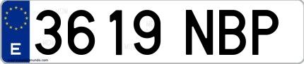 Ejemplo de matrícula española 3619 NBP