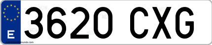 Ejemplo de matrícula de coche ordinaria 3620 CXG