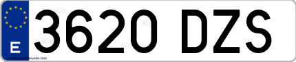 Ejemplo de matrícula de coche ordinaria 3620 DZS