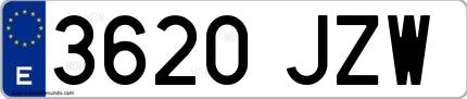 Ejemplo de matrícula española 3620 JZW