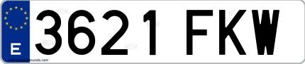 Ejemplo de matrícula española 3621 FKW