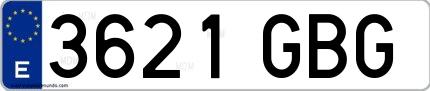 Ejemplo de matrícula española 3621 GBG