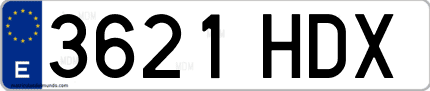 Ejemplo de matrícula de coche ordinaria 3621 HDX