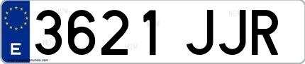Ejemplo de matrícula española 3621 JJR
