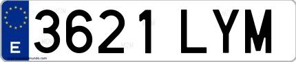 Ejemplo de matrícula española 3621 LYM