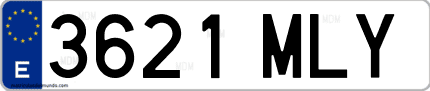 Ejemplo de matrícula de coche ordinaria 3621 MLY