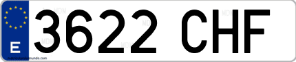 Ejemplo de matrícula de coche ordinaria 3622 CHF