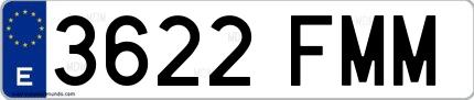 Ejemplo de matrícula española 3622 FMM