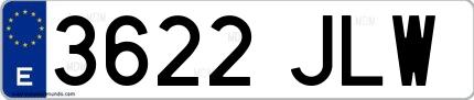 Ejemplo de matrícula española 3622 JLW
