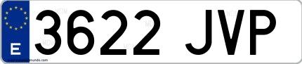 Ejemplo de matrícula española 3622 JVP