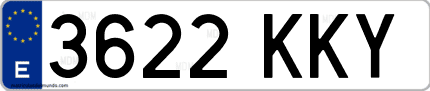 Ejemplo de matrícula de coche ordinaria 3622 KKY