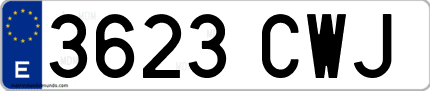 Ejemplo de matrícula de coche ordinaria 3623 CWJ
