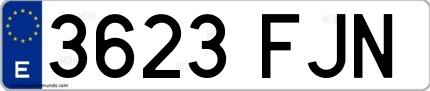 Ejemplo de matrícula española 3623 FJN