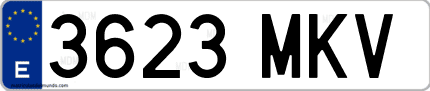 Ejemplo de matrícula de coche ordinaria 3623 MKV