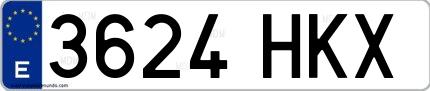 Ejemplo de matrícula española 3624 HKX