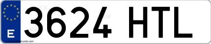Ejemplo de matrícula española 3624 HTL