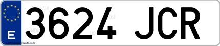 Ejemplo de matrícula española 3624 JCR