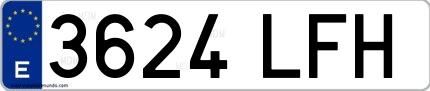 Ejemplo de matrícula española 3624 LFH