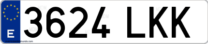 Ejemplo de matrícula de coche ordinaria 3624 LKK