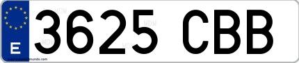 Ejemplo de matrícula española 3625 CBB