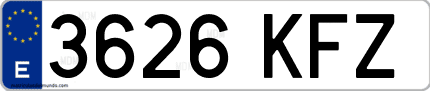Ejemplo de matrícula de coche ordinaria 3626 KFZ