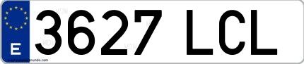 Ejemplo de matrícula española 3627 LCL
