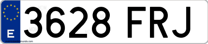 Ejemplo de matrícula de coche ordinaria 3628 FRJ