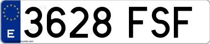 Ejemplo de matrícula española 3628 FSF