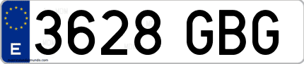 Ejemplo de matrícula de coche ordinaria 3628 GBG