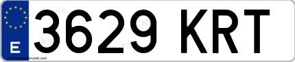 Ejemplo de matrícula española 3629 KRT