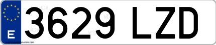 Ejemplo de matrícula española 3629 LZD