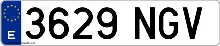 Ejemplo de matrícula española 3629 NGV