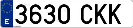 Ejemplo de matrícula española 3630 CKK