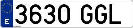Ejemplo de matrícula española 3630 GGL