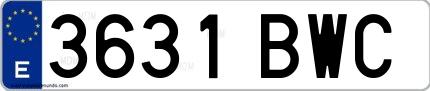 Ejemplo de matrícula española 3631 BWC