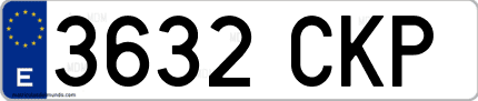 Ejemplo de matrícula de coche ordinaria 3632 CKP
