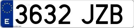 Ejemplo de matrícula española 3632 JZB